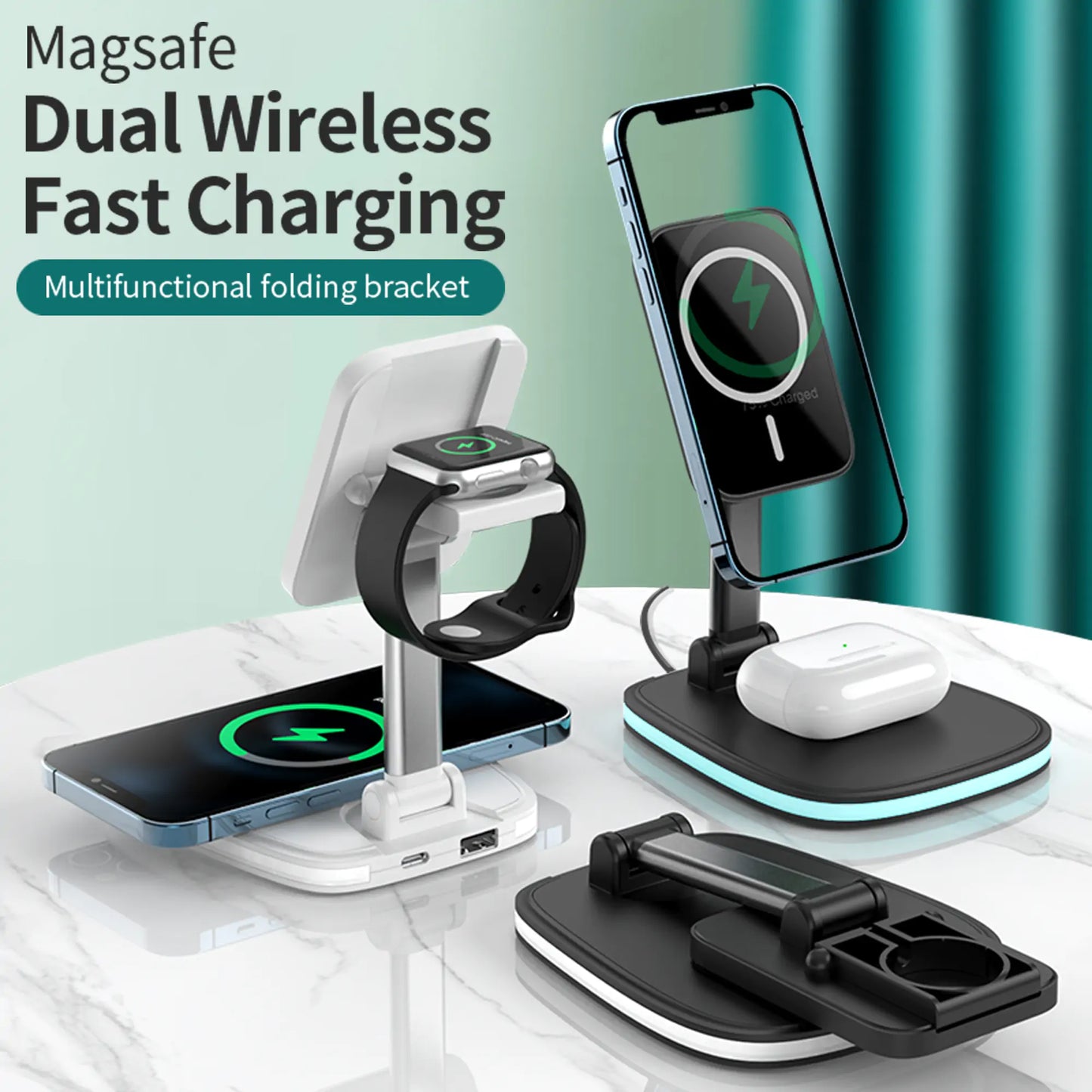 3in1 15W Folding Wireless Magnetic Charger